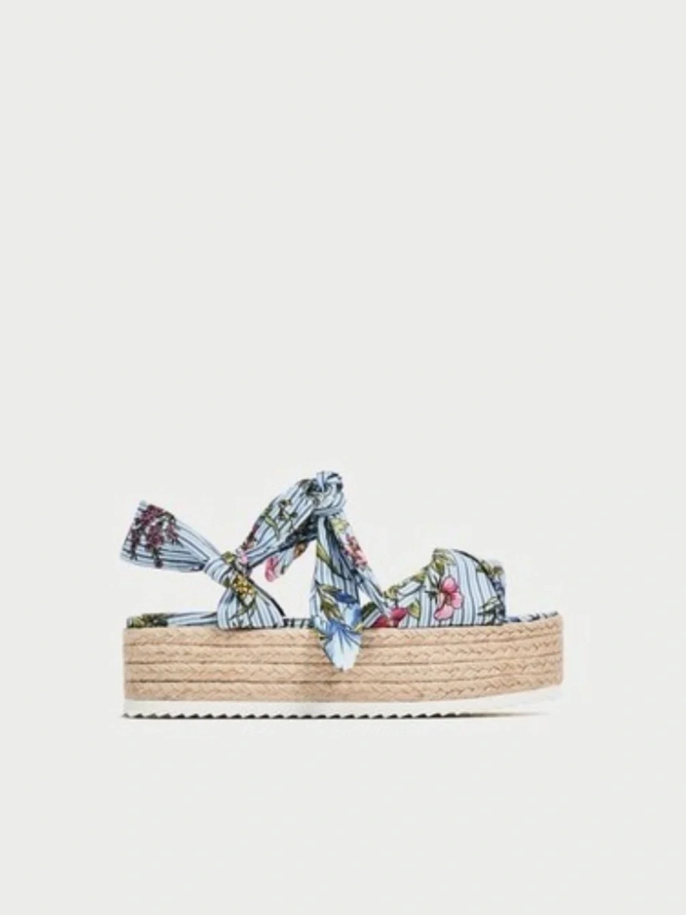 ZARA Women Tied Floral Raffia Platforms Shoes Size US 10/ EU 40